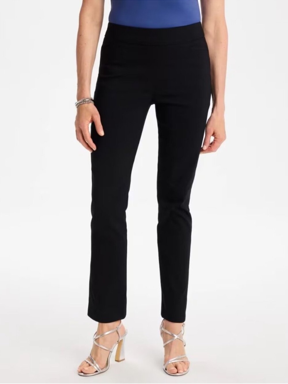 Chico's Black Trousers So Slimming pants 1.5 10 petite office work straight leg